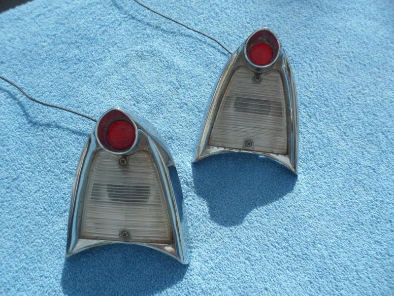 1956 ford crown victoria backup light chrome housings pair 