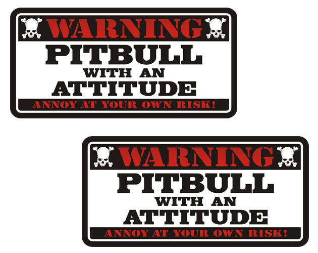 Pitbull warning attitude guard dog decal set 3"x1.5" pit bull vinyl sticker zu1