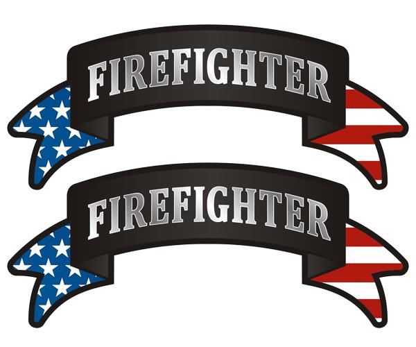 Firefighter ribbon decal set 4"x1.7" american flag rescue usa sticker zu1