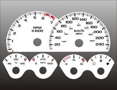 1999-2002 chevrolet camaro metric kph kmh instrument cluster white face gauges