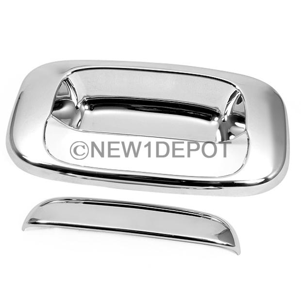 2 x triple chrome rear door tailgate handle cover for chevy silverado gmc sierra