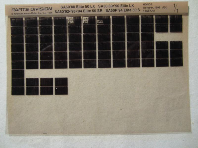 1988-1994 honda motor scooter sa50 elite lx sr s microfiche parts catalog sa 50