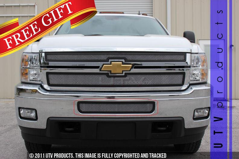 2011 - 2013 chevy silverado 2500 3500 hd black & chrome bumper mesh grille 12 13