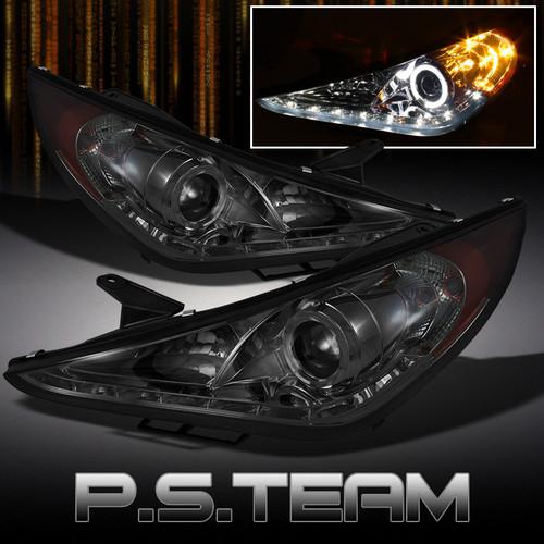 Fit jdm smoked 11-12 sonata halo projector r8 style drl daylight led headlights