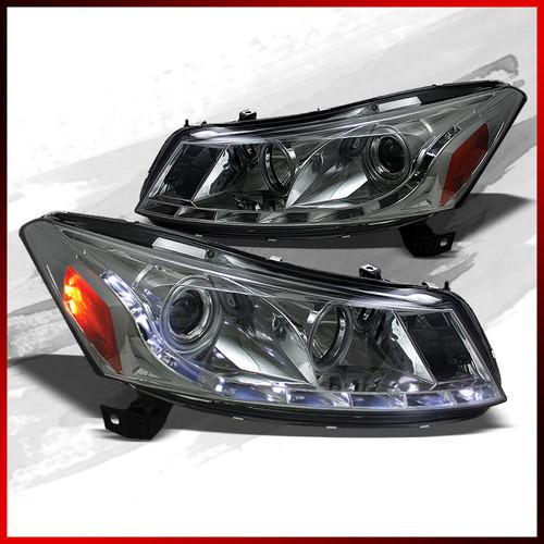 08-12 accord 4dr smoked projector headlights w/ drl led running lights built-in