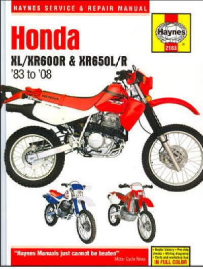 1983-2008 honda xr650 xr xl 600 650 650l repair manual