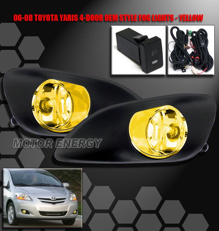 2006-2011 toyota yaris sedan 4dr bumper jdm yellow fog light+bulb+harness+switch