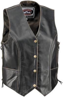 River road womens vintage leather vest black l/large