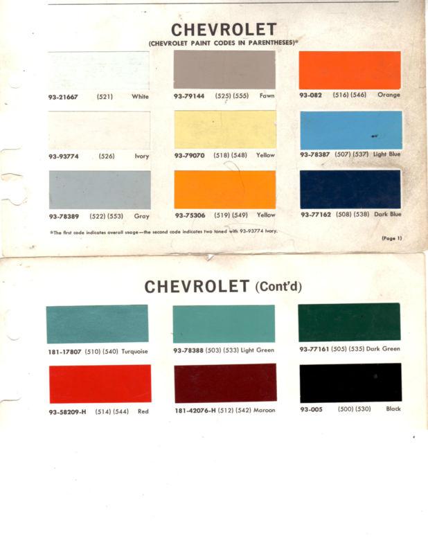 1965 chevrolet trucks van pickup 65 paint chips dupont 6