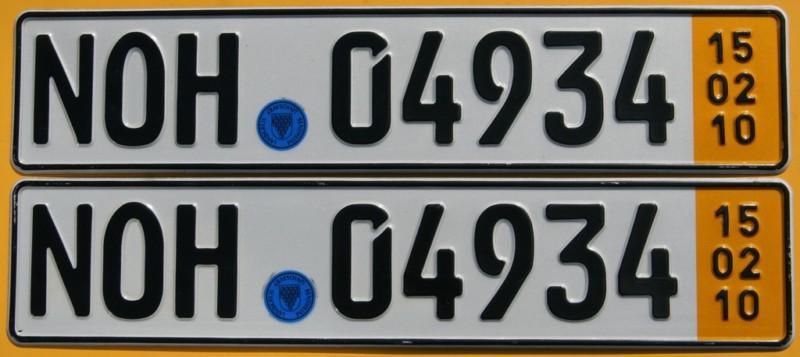 2 german license plate s + seals audi volkswagen bmw volvo mercedes benz saab