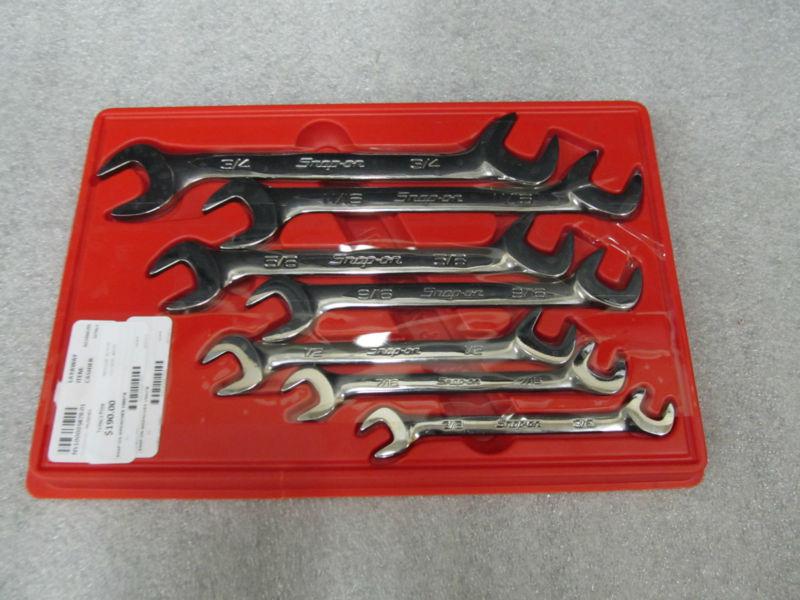 Snap on 7 piece sae 4-way angle head open end wrench set 3/8" - 3/4" vs807b