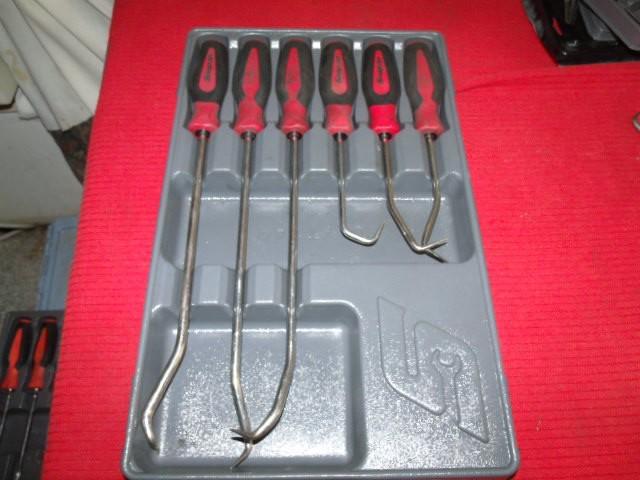 Snap on 6 pc hose picks set soft grip red handle good used