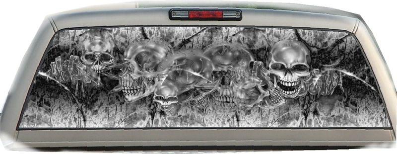 Skulls full rear window graphic tint decals 