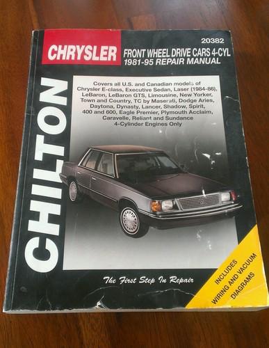 Chilton chrysler front wheel drive cars 4-cyl 1981-95 repair manual