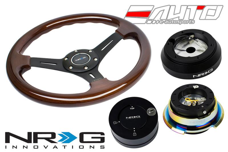 Nrg 330mm br wood bk s steering wheel 1.5" dp 160h hub 2.8 bkmc release lock mb