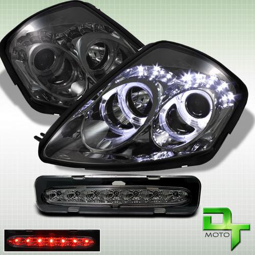 00-05 eclipse halo projector drl led smoked headlights+led 3rd brake lamp combo