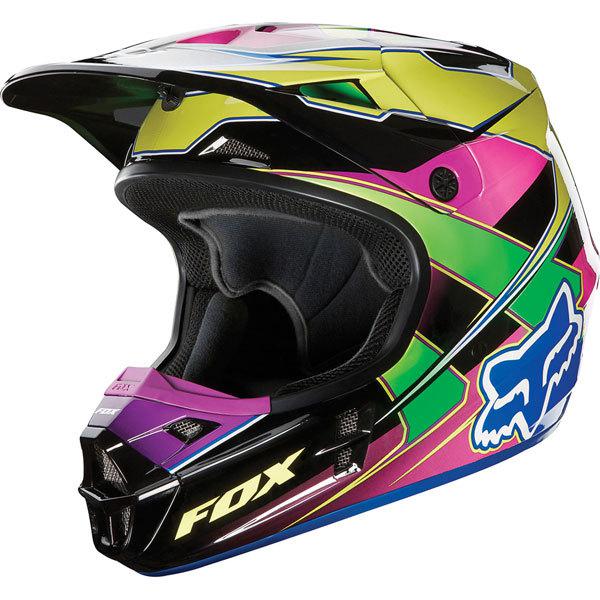 Yellow/blue l fox racing v1 race helmet 2013 model