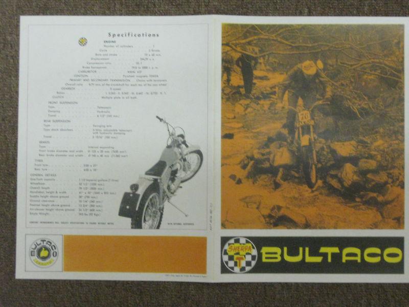 Bultaco 1970 sherpa t 250cc brochure 16 1/2"x11" fully opened - 4 page repro. 