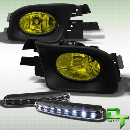 03-05 accord 4 door yellow fog lights+switch+bulbs+harness set+led bumper lamp