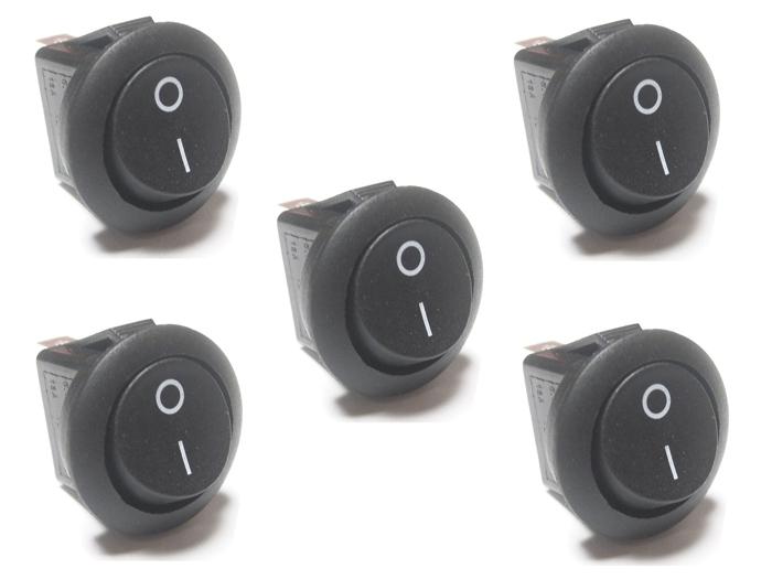 5 pcs - rocker switches 12v round toggle on off 12 volt car snap in switch new!