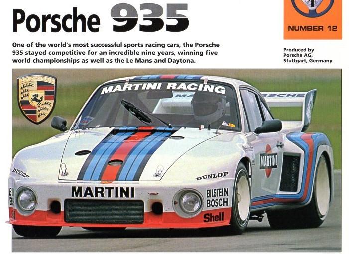 1976 - 1981  porsche  935   fact sheet  -  9 " x  15 3/4 "