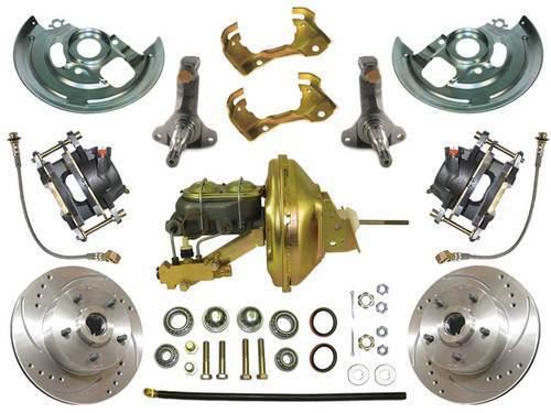 64-74 gm cars front disc brake kit complete xdrilled & gas slotted rotors free