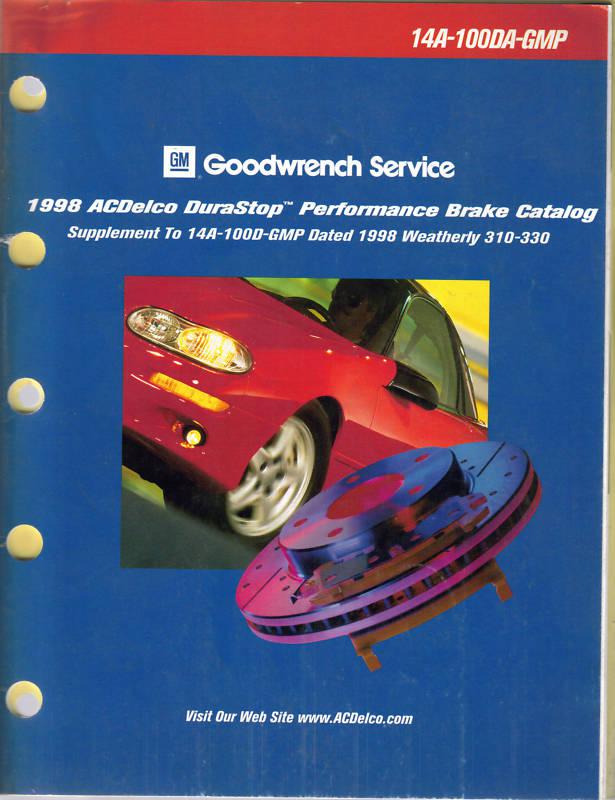 1998 ac delco gm durastop brake parts catalog book original excellent condition