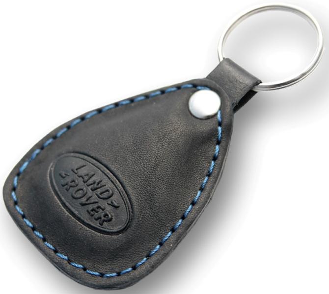 New leather black / blue keychain car logo land rover auto emblem keyring