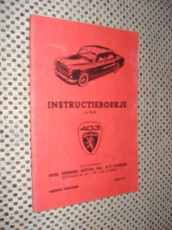 Peugeot 403 owners manual rare original in dutch? 