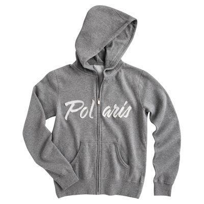 Polaris script zip up logo hoodie gray womens medium md