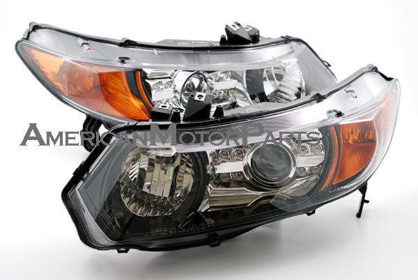 Depo pair euro style black projector headlight w/led 06-09 07 08 honda civic 2dr