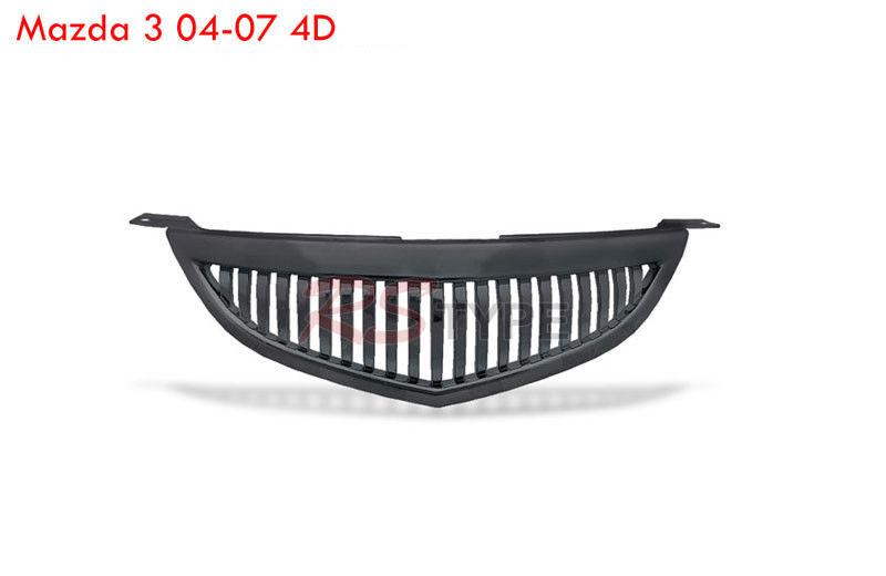 2004 2005 2006 2007 mazda 3 sedan black vertical style front upper grille 4d