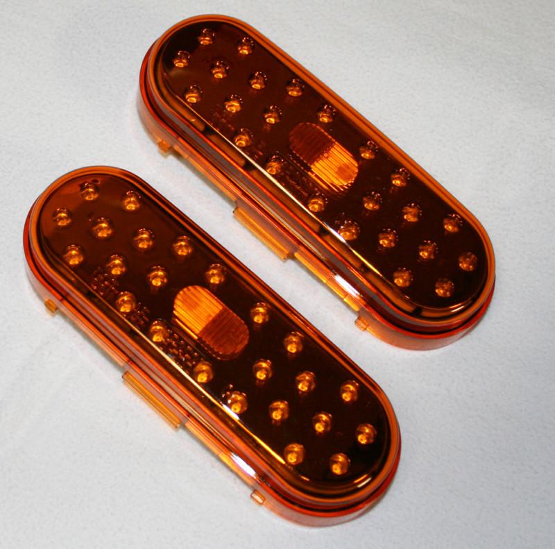 (2) 6" oval led truck trailer stop turn tail lights amber universal