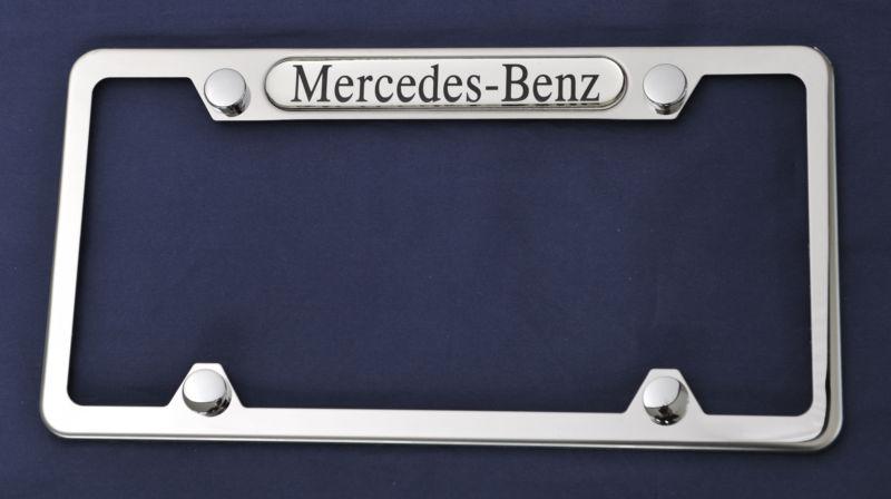 Mercedes-benz stainless steel license plate frame chrome new 