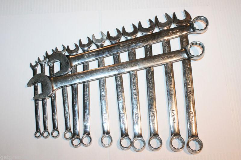 Snap-on tools metric combination std length 12-p wrench set 14pcs  22 21 18-7mm