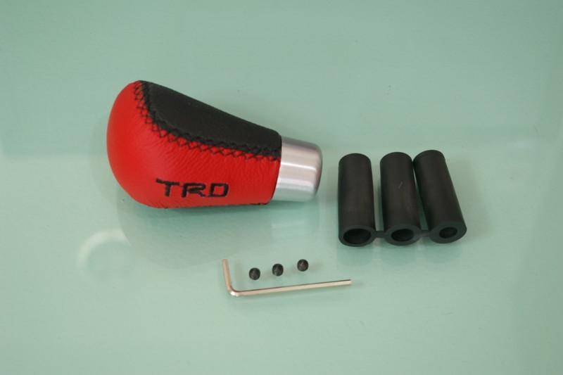 Toyota trd m/t or a/t shift knob shifter gear lever long red/black leather 