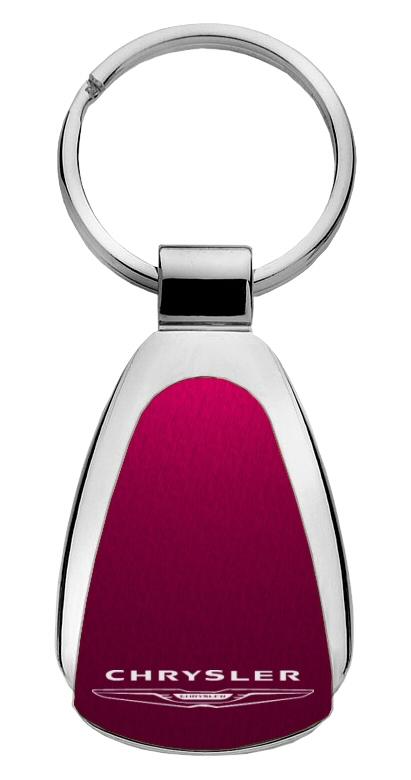 Chrysler burgundy tear drop keychain car ring tag key fob logo lanyard