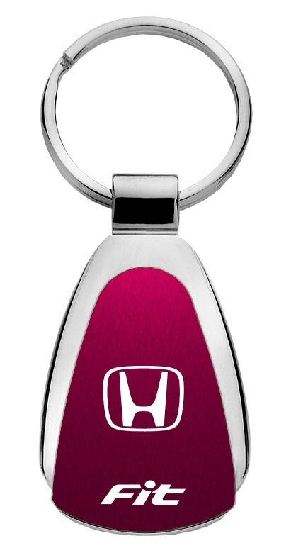 Honda fit burgundy tear drop keychain car ring tag key fob logo lanyard