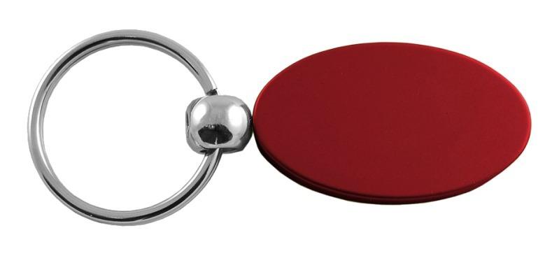 Plain simple burgundy oval metal key chain ring tag key fob etched logo lanyard