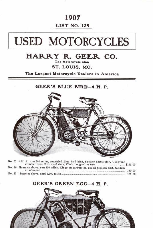 1907 harry r. greer used motorcycles - two-sided poster