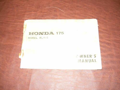 Owner's manual honda 175 xl175 motorcycle