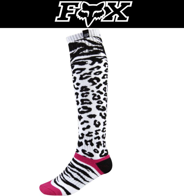 Fox racing womens cheetah socks black pink white one size fits most dirt atv '14