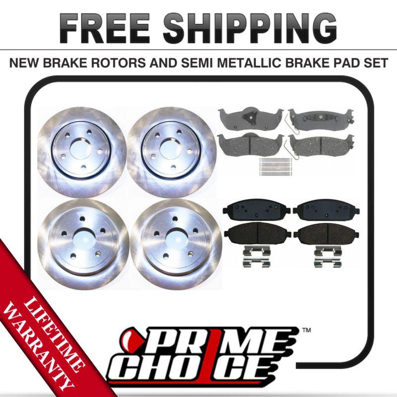 Front + rear kit (4) brake rotors & (8) brake pads with lifetime warranty