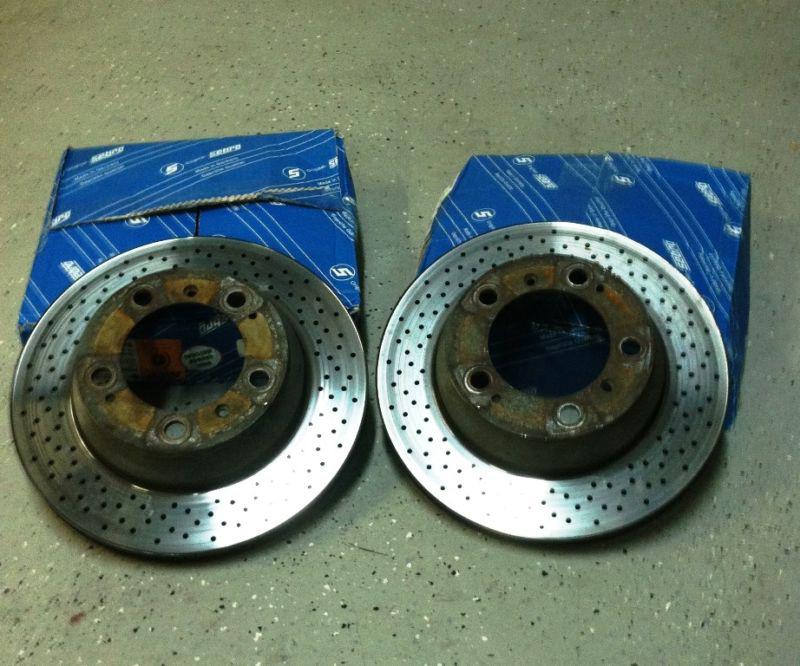 00 01 02 porsche 911 carrera 996 drilled rear stock brake rotors l r 