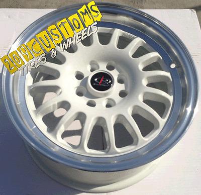 15" rota white  track r 15x7 4x100 +40mm wheels rimstires civic integra scion