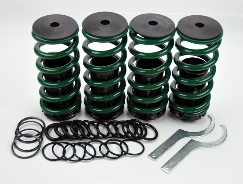 Honda adjustable 0-4" green suspension coilovers lowering springs kit w/ scale