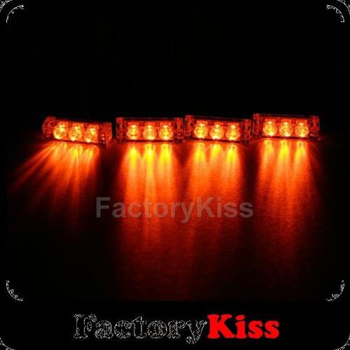 New 4 x 3 led car truck amber flash emergency strobe light #037