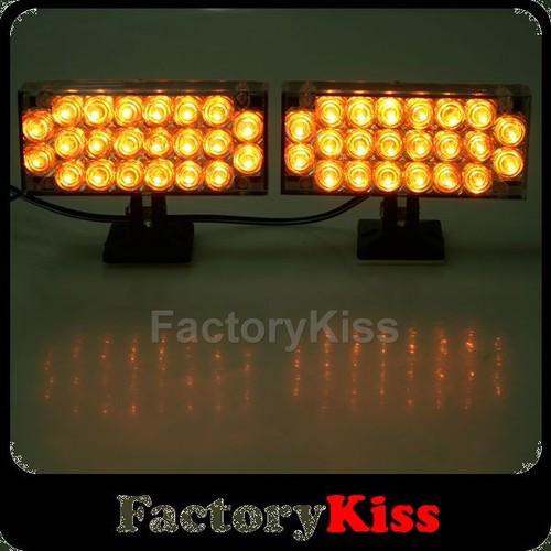 New 2x 22 led bright strobe flash grill emergency light amber tr