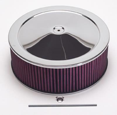 Summit racing chrome air cleaner with reusable filter 14" dia round 239453