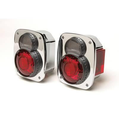 Rampage chrome sport taillights euro chrome/red/clear 1976-1986 jeep cj7